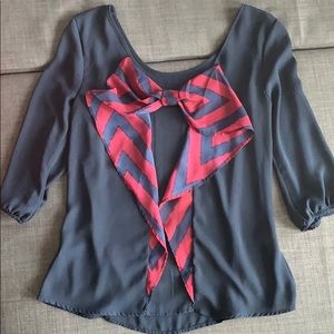 Navy blue mid sleeved blouse